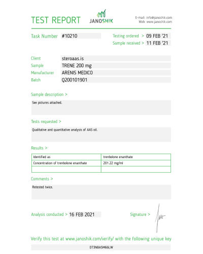 Arenis Medico Trene Trenbolone Enanthate 200mg/ml x 10 amp/pack
