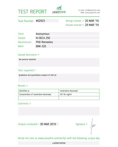 PHD Remedies N-DECA 250 (nandrolone decanoate 250mg/ml) 10ml/vial