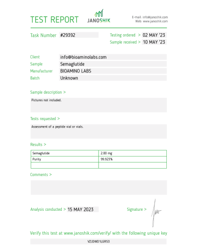 Bioamino Labs SEMAGLUTIDE 2mg + Vial Water for Injection