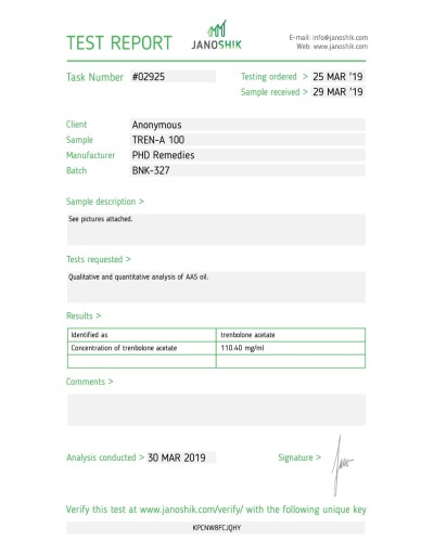PHD Remedies TREN-A 100 (trenbolone acetate 100mg/ml) 10ml/vial