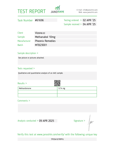 Phoenix Remedies Methanabol Methandienone (Methandienone 10mg/tab, 100tabs/box)