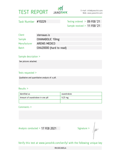 Arenis Medico Oxabolic 10mg Oxandrolone	50 Tabl