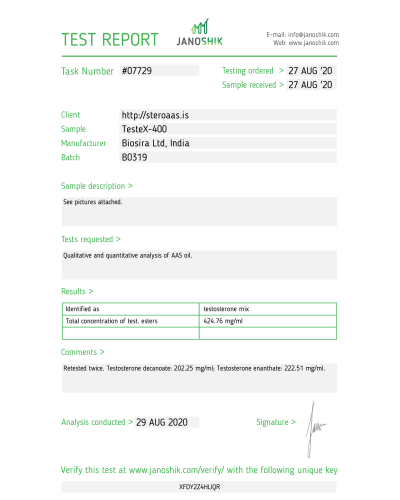 Biosira TesteX400 (test mix) 400mg/ml 10ml vial