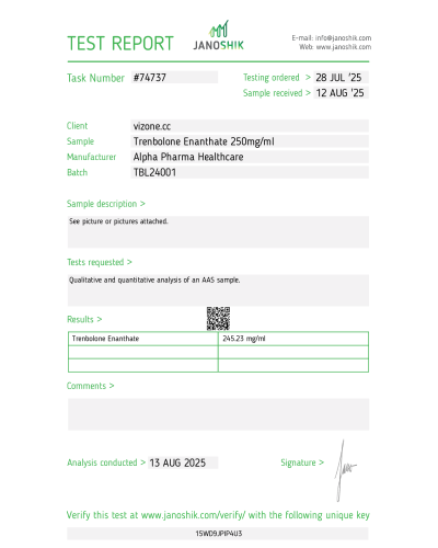 Alpha-Pharma Trenbolin Trenbolone Enanthate Inj. 250 mg/ml 10ml Vial