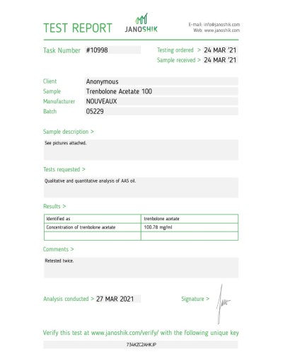Nouveaux LTD Trenbolone Acetate 100 mg/ml 10 amp/pack
