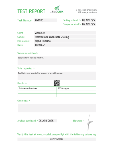 Alpha-Pharma TestoBolin (testosterone Enanthate) 250 mg/ml 10 ml/vial