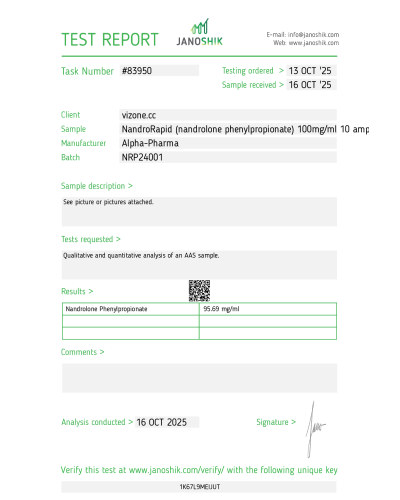 Alpha-Pharma NandroRapid (nandrolone phenylpropionate) 100mg/ml 10 amp/pack