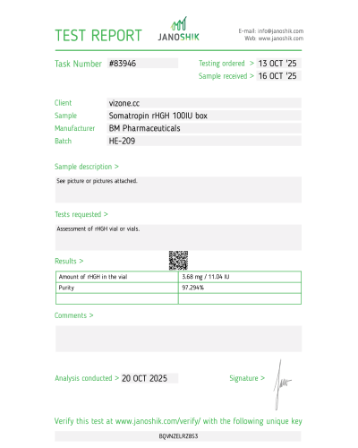BM Pharmaceuticals Somatropin  rHGH 100IU box