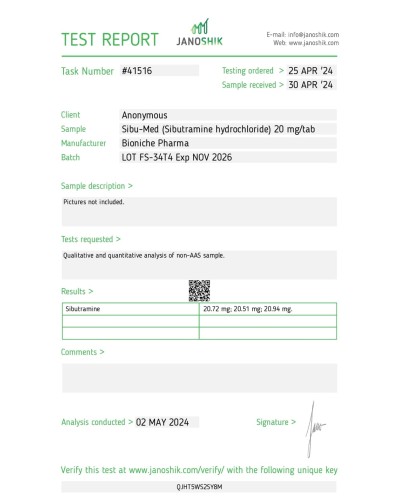 Bioniche Pharma Sibu-Med (Sibutramine hydrochloride, 20mg x 60tabs/box)