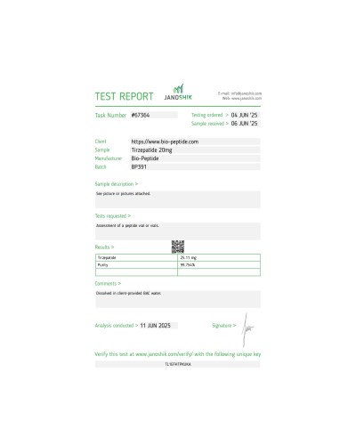 Bio-Peptide Tirzepatide 20mg/vial + 2ml Water for Injection